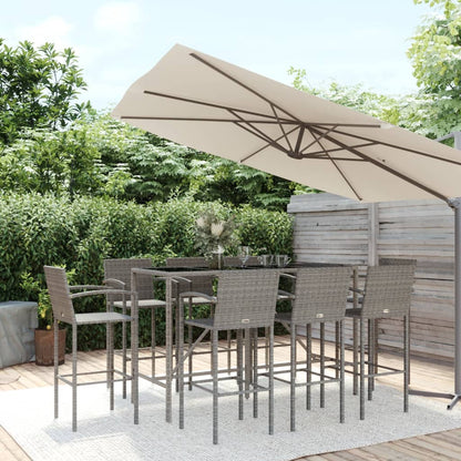 9-Tlg. Gartenbar-Set Poly Rattan