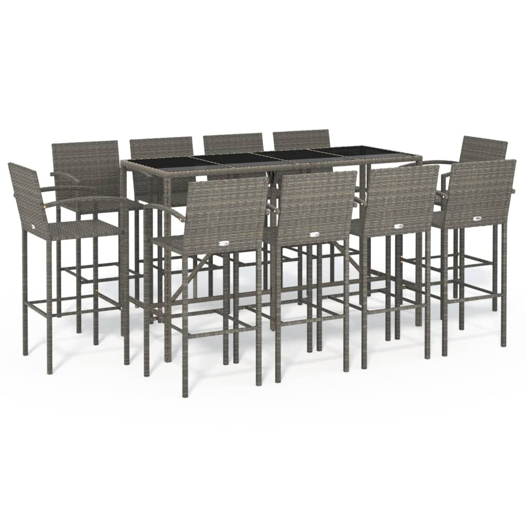 11-Tlg. Gartenbar-Set Poly Rattan