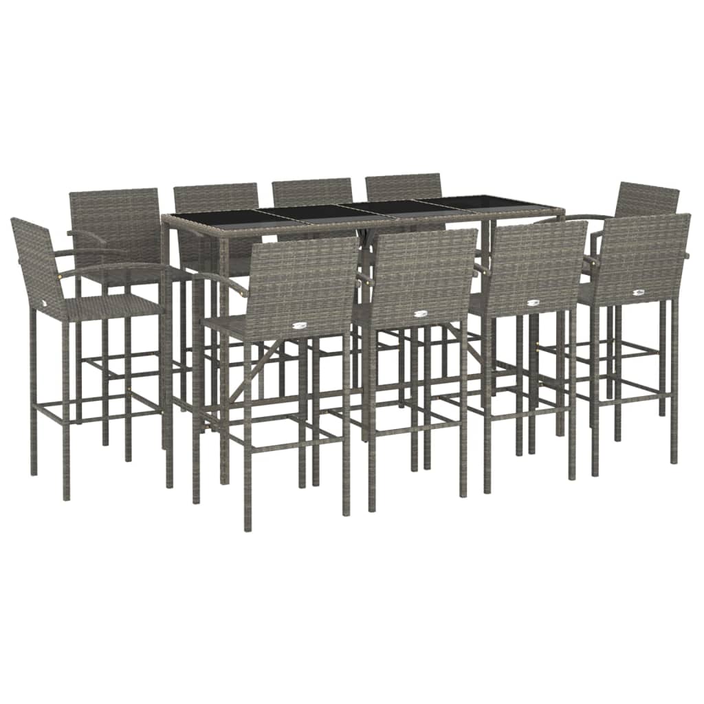 11-Tlg. Gartenbar-Set Poly Rattan