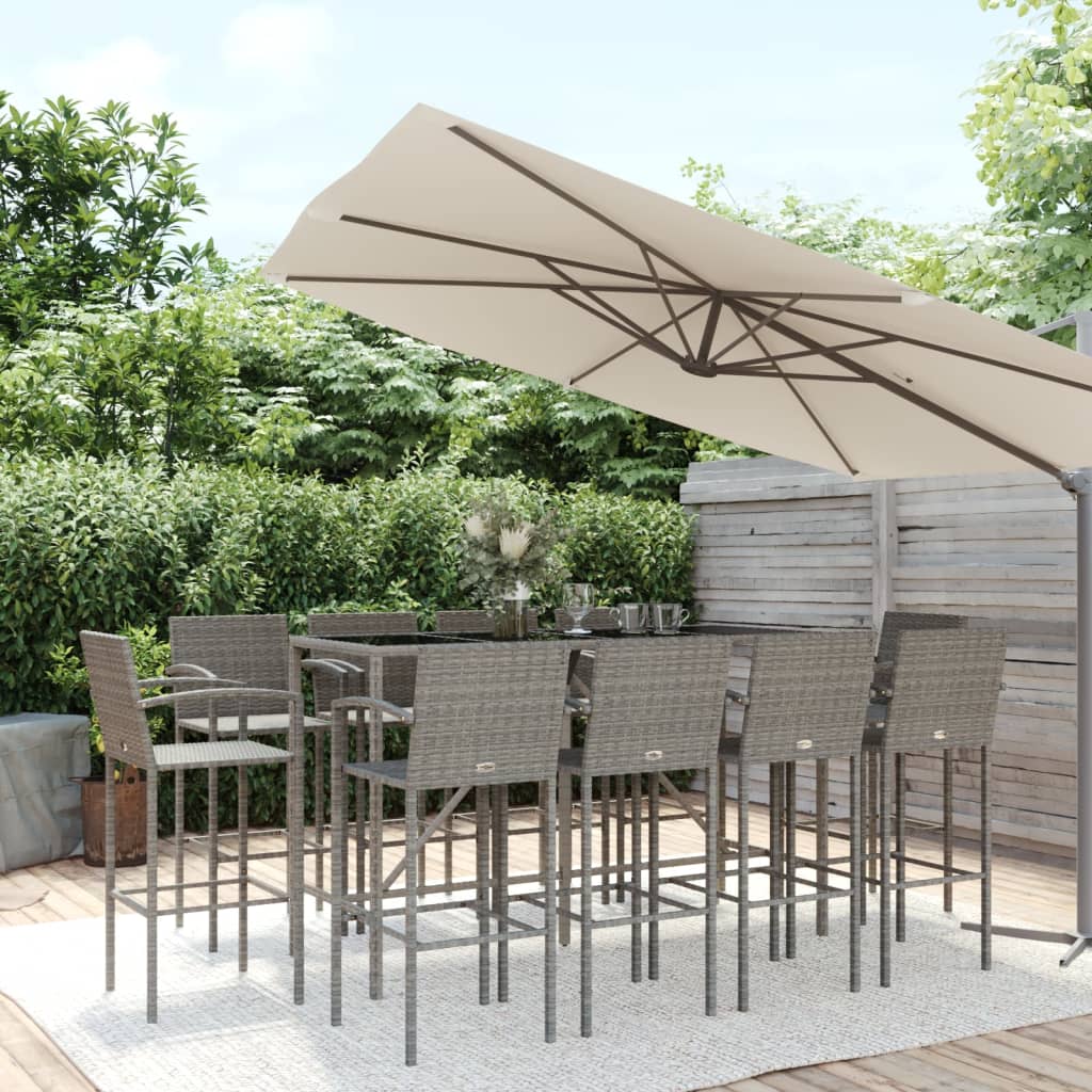 11-Tlg. Gartenbar-Set Poly Rattan