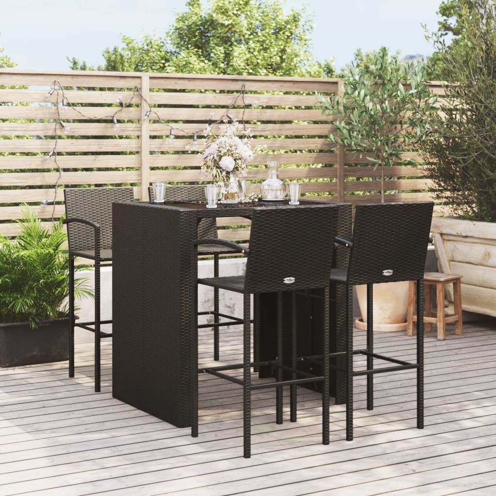 5-Tlg. Gartenbar-Set Poly Rattan