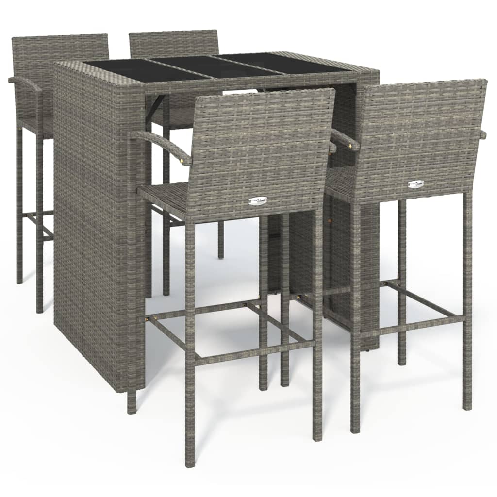 5-Tlg. Gartenbar-Set Poly Rattan