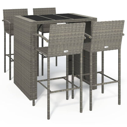 5-Tlg. Gartenbar-Set Poly Rattan