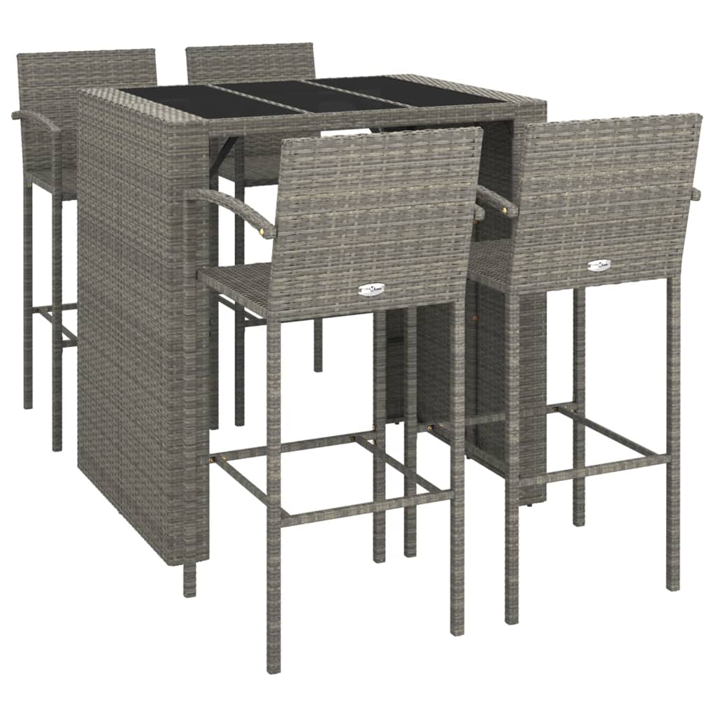 5-Tlg. Gartenbar-Set Poly Rattan