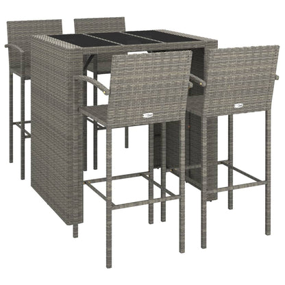 5-Tlg. Gartenbar-Set Poly Rattan