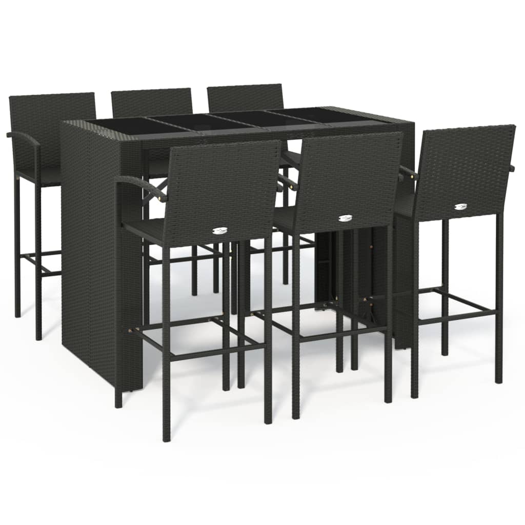 7-Tlg. Gartenbar-Set Poly Rattan