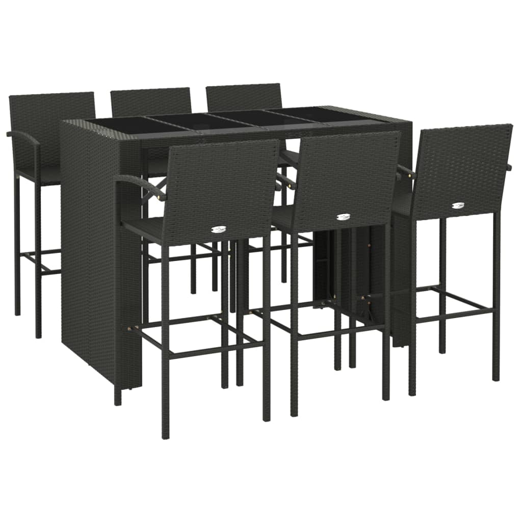 7-Tlg. Gartenbar-Set Poly Rattan