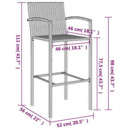 7-Tlg. Gartenbar-Set Poly Rattan