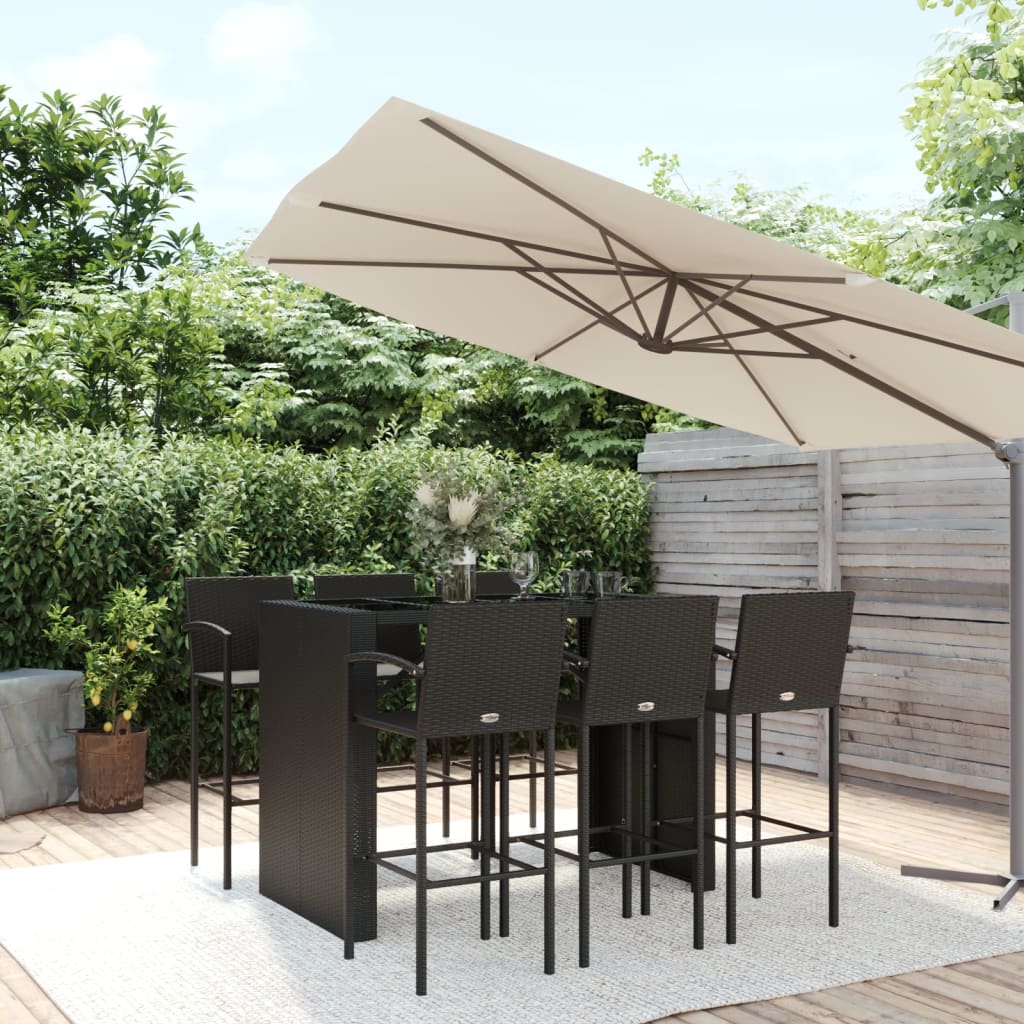 7-Tlg. Gartenbar-Set Poly Rattan