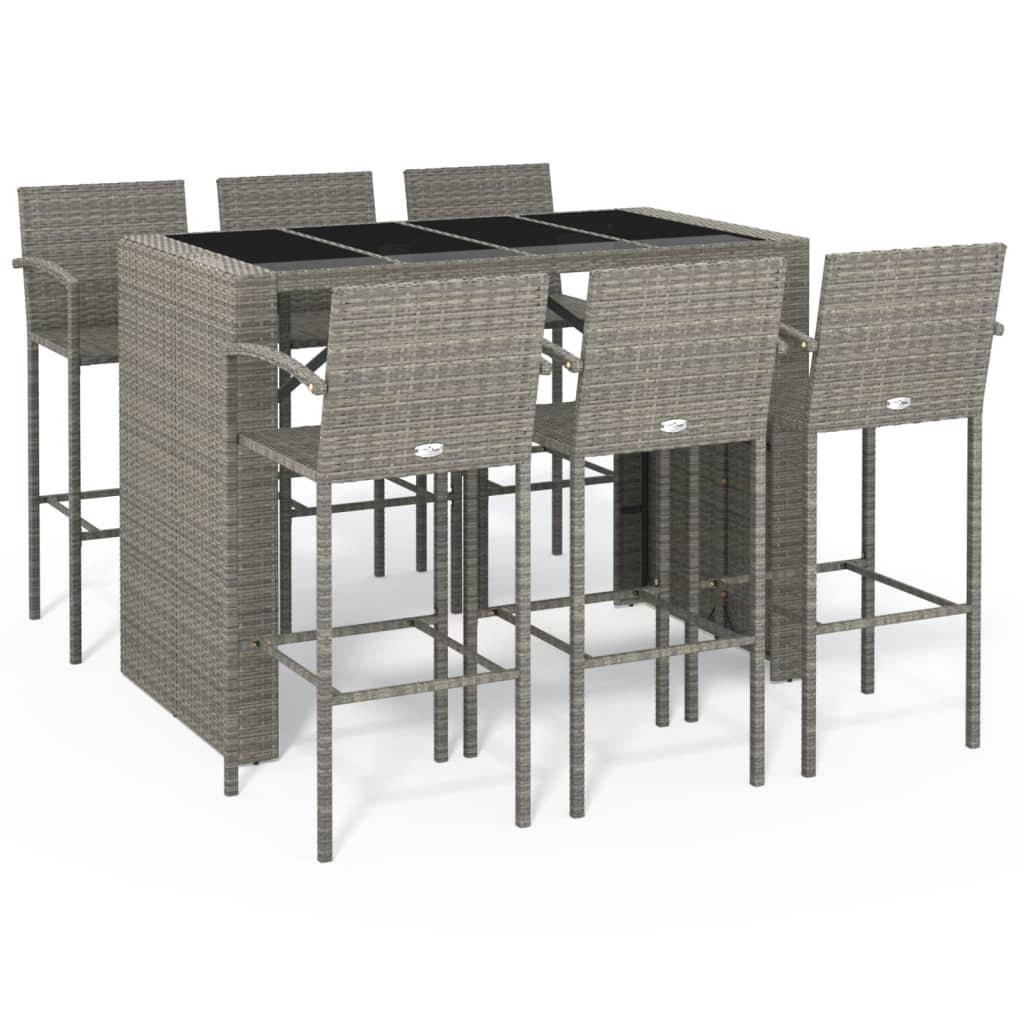 7-Tlg. Gartenbar-Set Poly Rattan