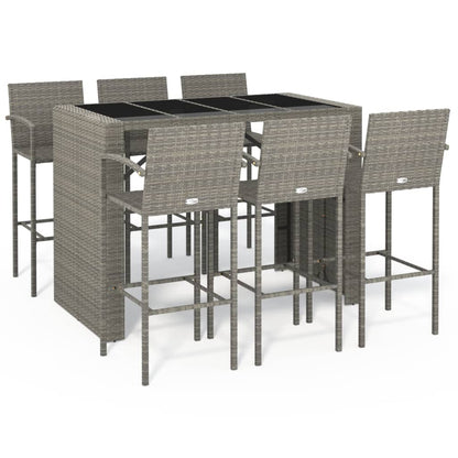7-Tlg. Gartenbar-Set Poly Rattan