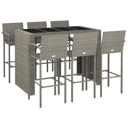 7-Tlg. Gartenbar-Set Poly Rattan