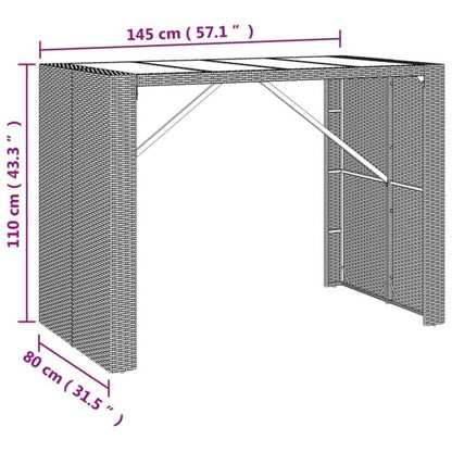 7-Tlg. Gartenbar-Set Poly Rattan