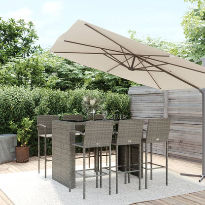 7-Tlg. Gartenbar-Set Poly Rattan