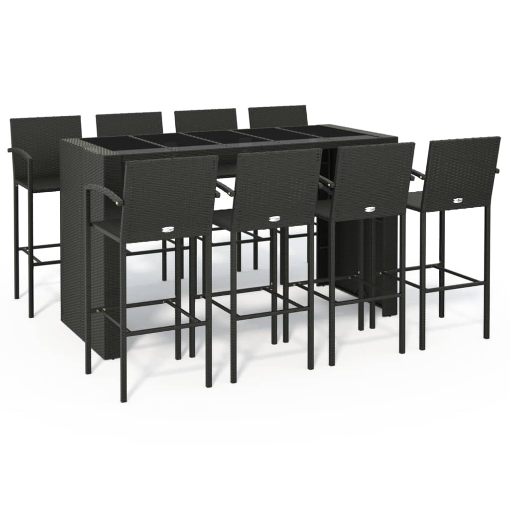 9-Tlg. Gartenbar-Set Poly Rattan