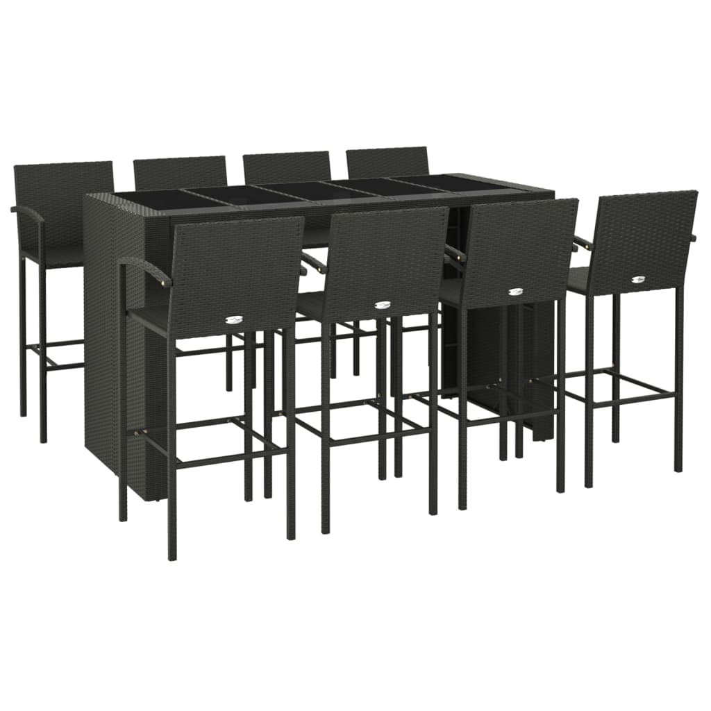 9-Tlg. Gartenbar-Set Poly Rattan