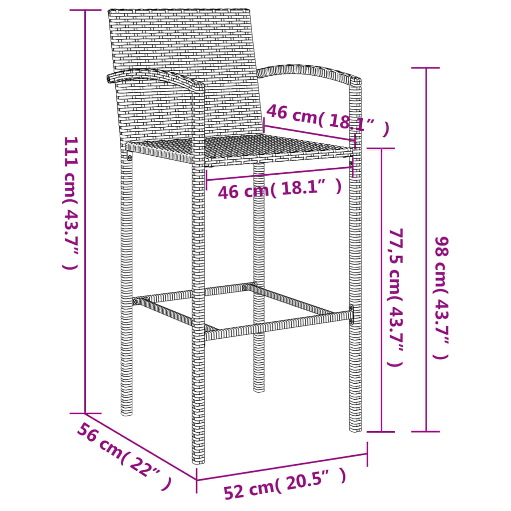 9-Tlg. Gartenbar-Set Poly Rattan