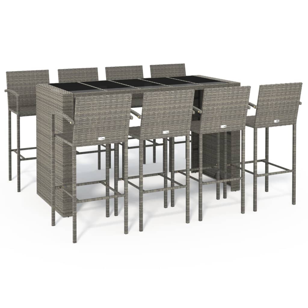 9-Tlg. Gartenbar-Set Poly Rattan
