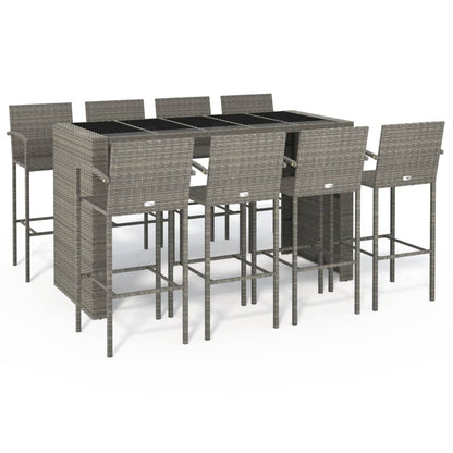 9-Tlg. Gartenbar-Set Poly Rattan