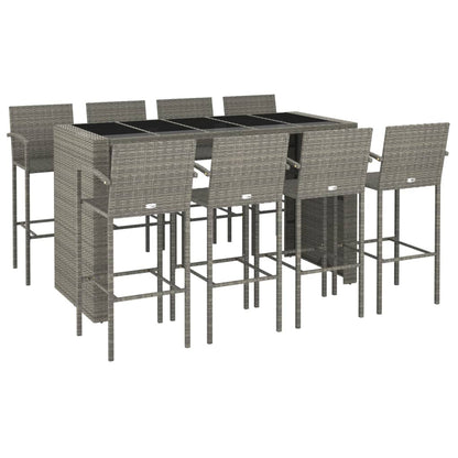 9-Tlg. Gartenbar-Set Poly Rattan