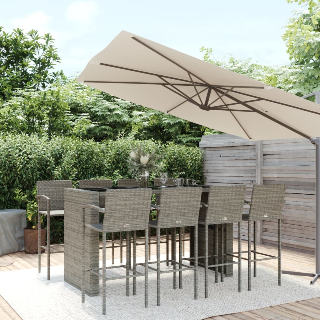 9-Tlg. Gartenbar-Set Poly Rattan