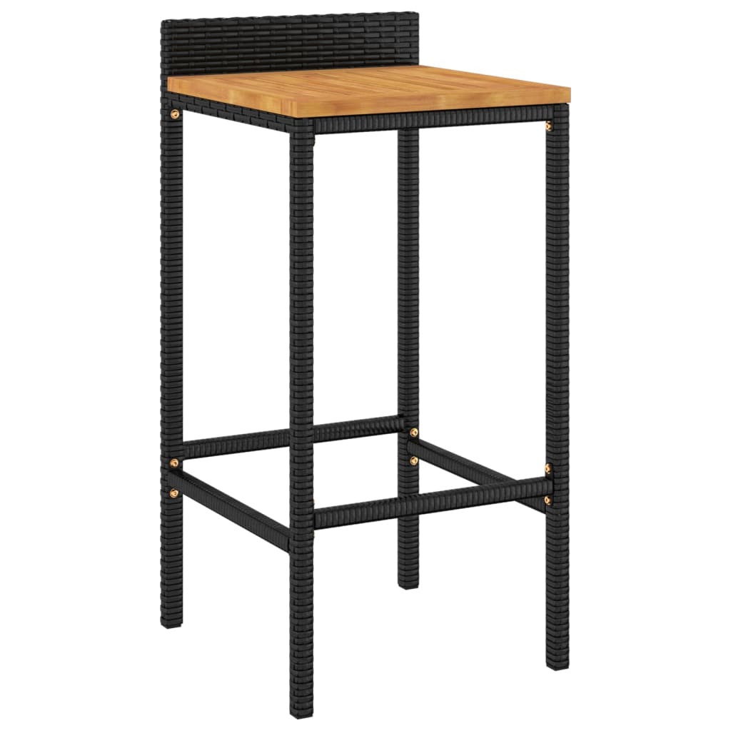 3-Tlg. Gartenbar-Set Poly Rattan & Massivholz Akazie