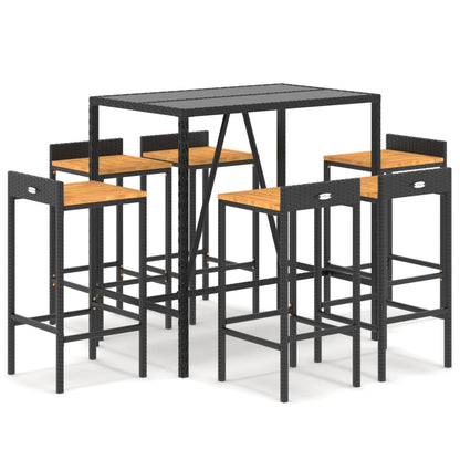 7-Tlg. Gartenbar-Set Poly Rattan & Massivholz Akazie