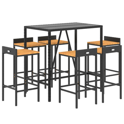 7-Tlg. Gartenbar-Set Poly Rattan & Massivholz Akazie