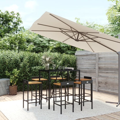 7-Tlg. Gartenbar-Set Poly Rattan & Massivholz Akazie