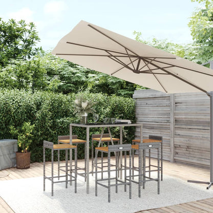 7-Tlg. Gartenbar-Set Poly Rattan & Massivholz Akazie