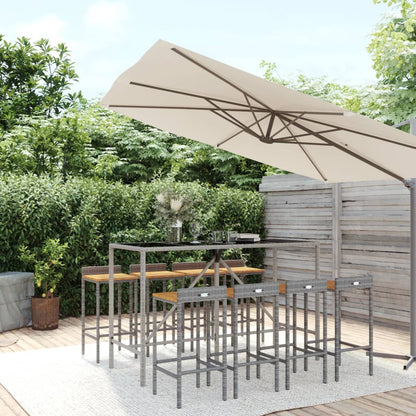 9-Tlg. Gartenbar-Set Poly Rattan & Massivholz Akazie
