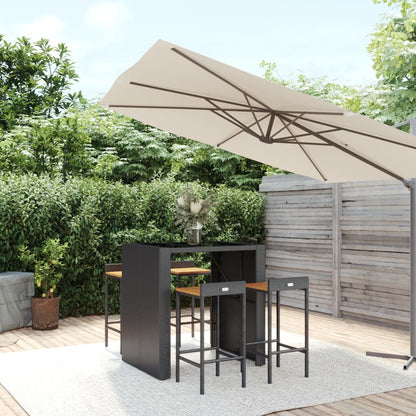 5-Tlg. Gartenbar-Set Poly Rattan & Massivholz Akazie