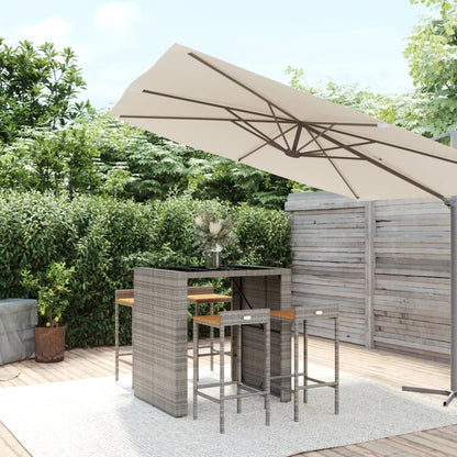 5-Tlg. Gartenbar-Set Poly Rattan & Massivholz Akazie