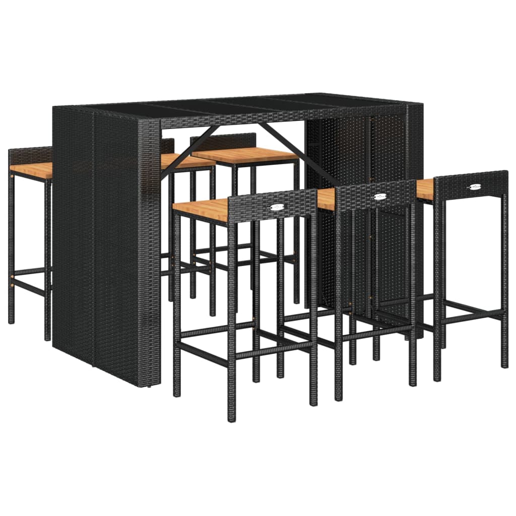 7-Tlg. Gartenbar-Set Poly Rattan & Massivholz Akazie