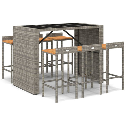 7-Tlg. Gartenbar-Set Poly Rattan & Massivholz Akazie