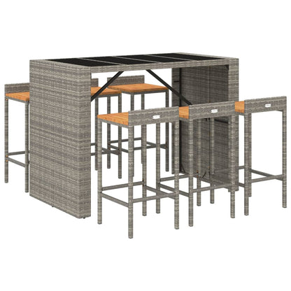 7-Tlg. Gartenbar-Set Poly Rattan & Massivholz Akazie