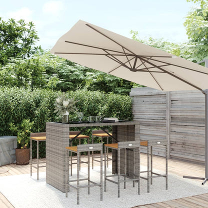 7-Tlg. Gartenbar-Set Poly Rattan & Massivholz Akazie