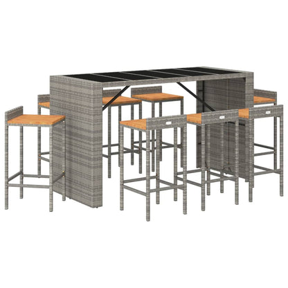 9-Tlg. Gartenbar-Set Poly Rattan & Massivholz Akazie