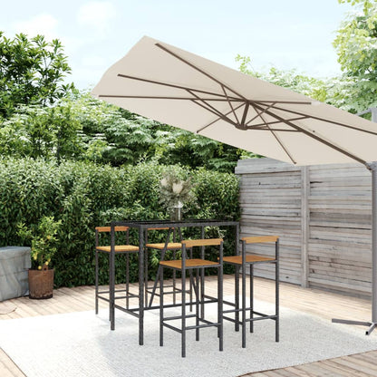 5-Tlg. Gartenbar-Set Poly Rattan & Massivholz Akazie