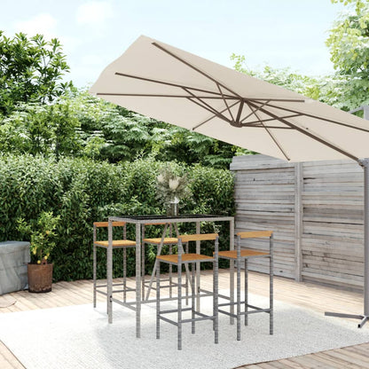 5-Tlg. Gartenbar-Set Poly Rattan & Massivholz Akazie