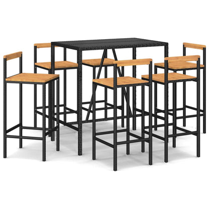 7-Tlg. Gartenbar-Set Poly Rattan & Massivholz Akazie