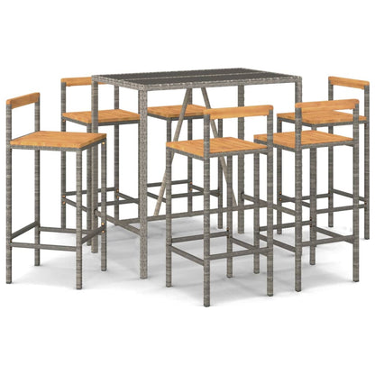 7-Tlg. Gartenbar-Set Poly Rattan & Massivholz Akazie