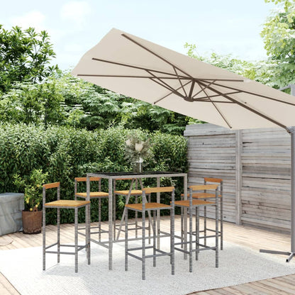 7-Tlg. Gartenbar-Set Poly Rattan & Massivholz Akazie