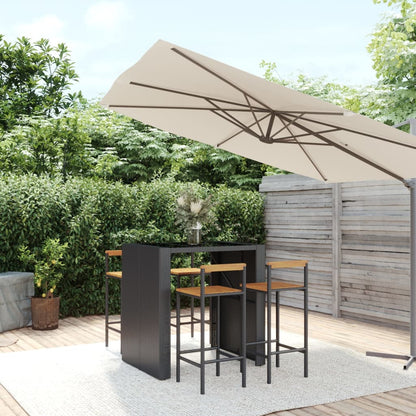 5-Tlg. Gartenbar-Set Poly Rattan & Massivholz Akazie