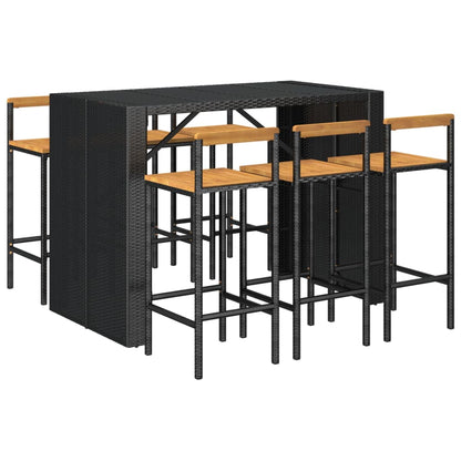 7-Tlg. Gartenbar-Set Poly Rattan & Massivholz Akazie