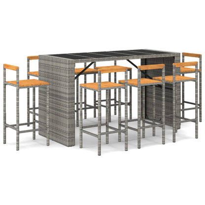 7-Tlg. Gartenbar-Set Poly Rattan & Massivholz Akazie