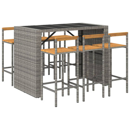 7-Tlg. Gartenbar-Set Poly Rattan & Massivholz Akazie