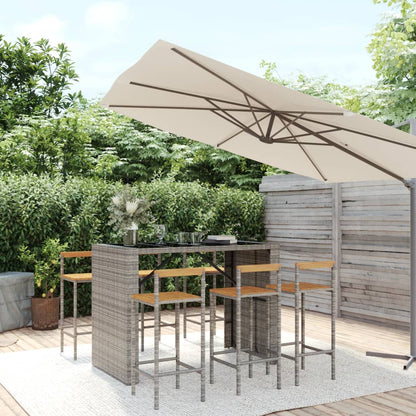 7-Tlg. Gartenbar-Set Poly Rattan & Massivholz Akazie