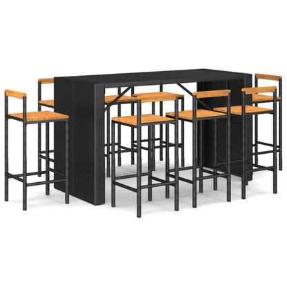 9-Tlg. Gartenbar-Set Poly Rattan & Massivholz Akazie