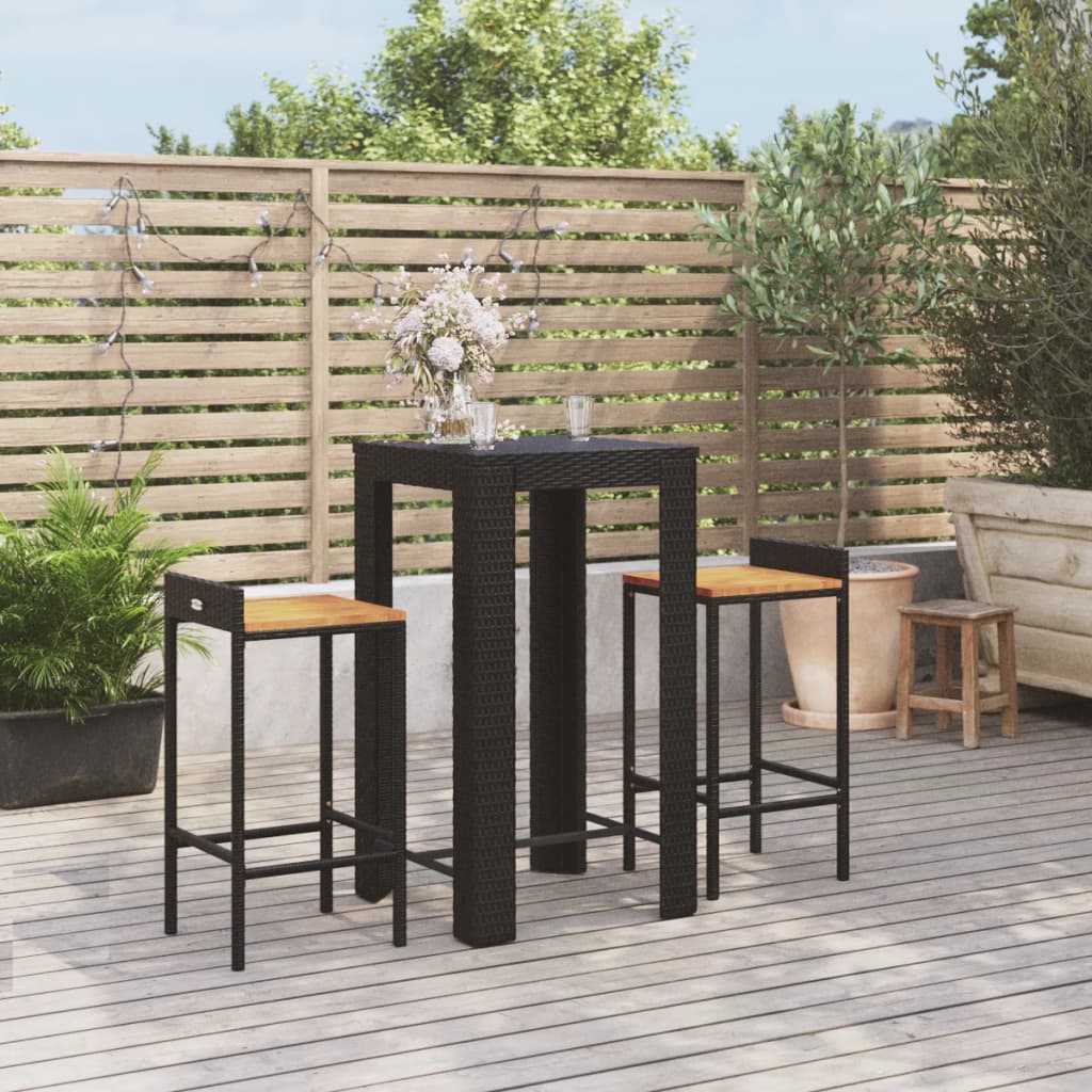5-Tlg. Gartenbar-Set Poly Rattan & Massivholz Akazie